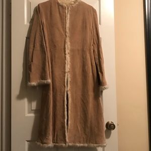 COPY - Venus mid-long w/faux cream lined fur coat 6P